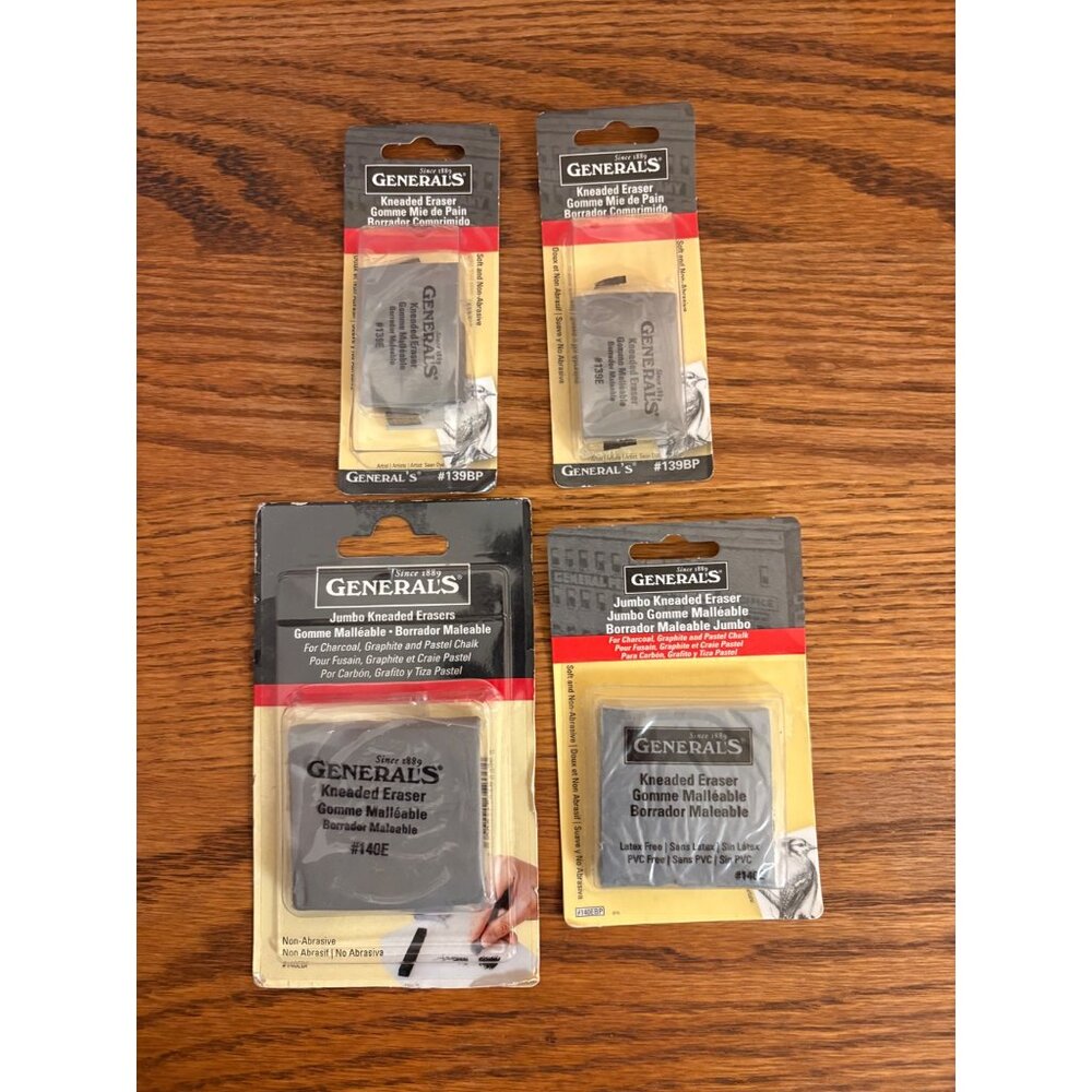 General's Jumbo & Standard Gray Kneaded Erasers Pack Of 4 For Art & Drawing